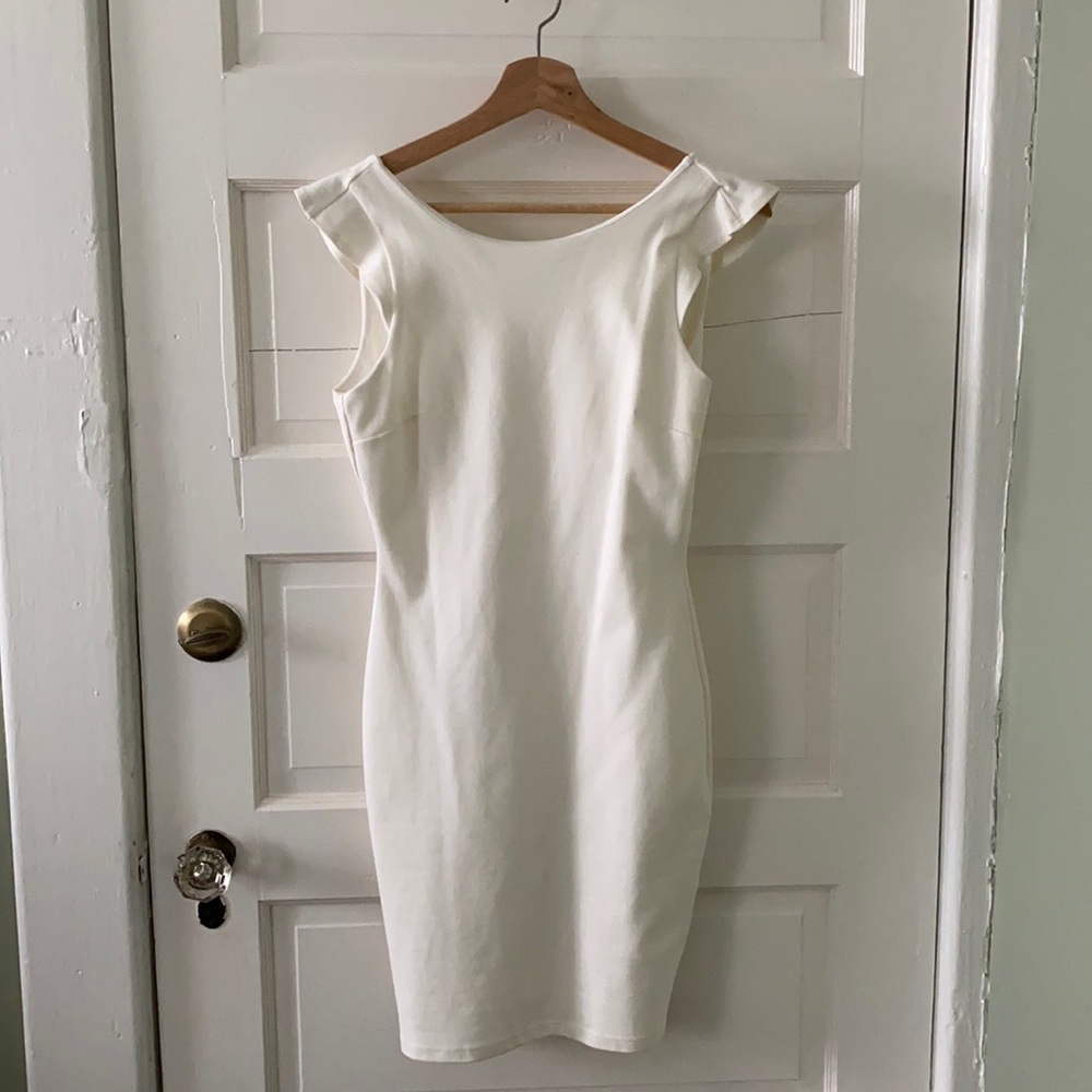 Lulu’s White Open-back Ruffle Dress